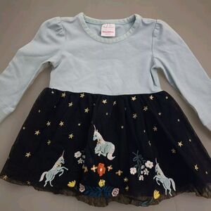 Hanna Andersson Mint/Navy Stars and Unicorns Tulle Dress Size 70cm‎ 6-12months